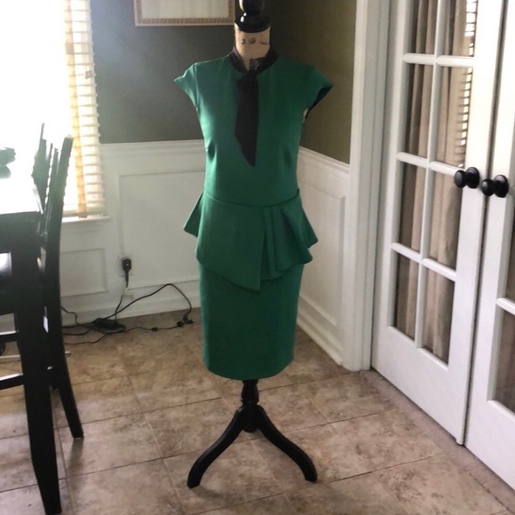 Venus Green Peplum Dress - Picture 2 of 3